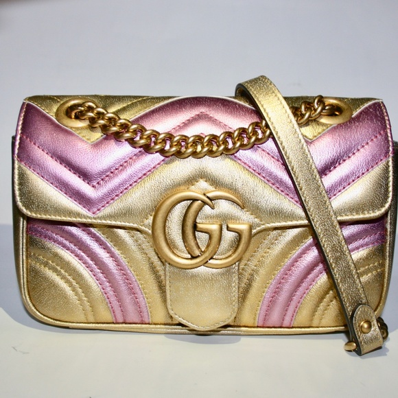 Gucci Handbags - New Gucci GG Marmont Matelasse Metallic Handbag